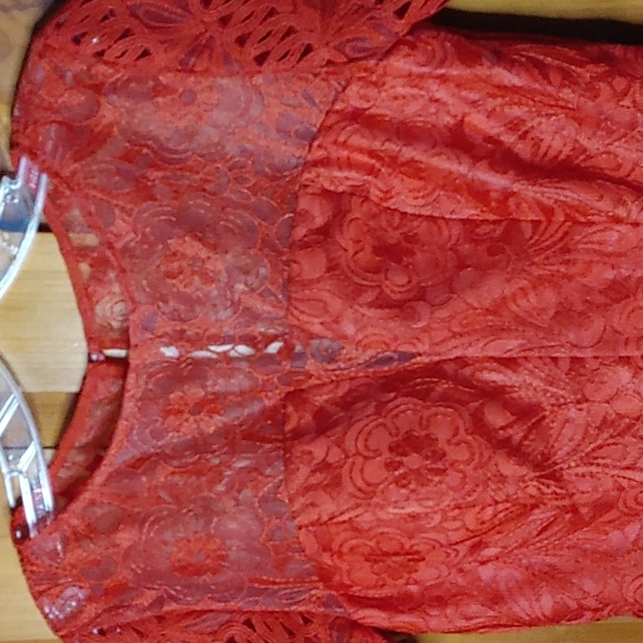 CHI CHI's LONDON* Red Lavinia Tea length dress crinoline satin lining sz UK 12 - Picture 7 of 17